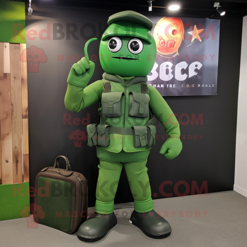 Forest Green Grenade mascot costume character dressed with a Bootcut Jeans and Briefcases