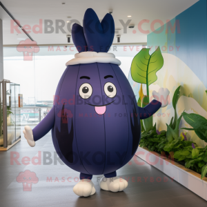 Navy Radish mascot costume character dressed with a Swimwear and Foot pads