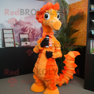 Orange Seahorse mascotte...