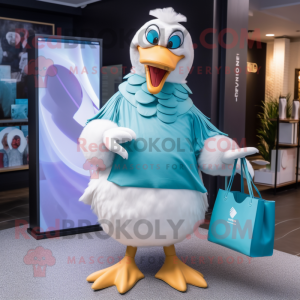 Cyan Swan mascotte kostuum...