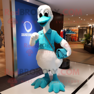 Cyan Swan mascotte kostuum...