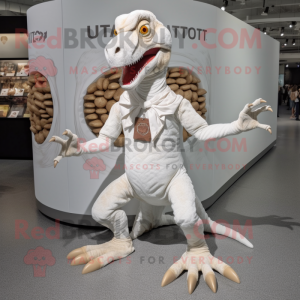 Hvid Utahraptor maskot...