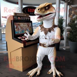 Hvid Utahraptor maskot...