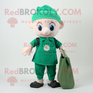 nan Spinach mascot costume character dressed with a Polo Tee and Tote bags