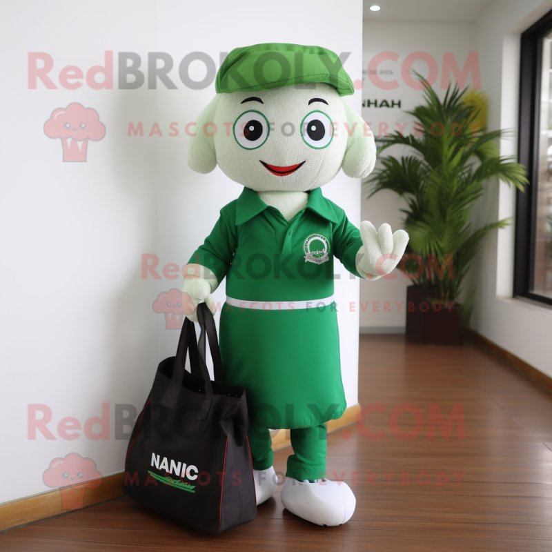nan Spinach mascot costume character dressed with a Polo Tee and Tote bags nan Spinach mascot costume character dressed with a Polo Tee and Tote bags