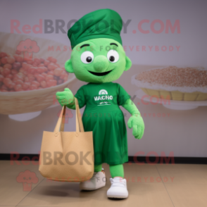 nan Spinach mascot costume character dressed with a Polo Tee and Tote bags