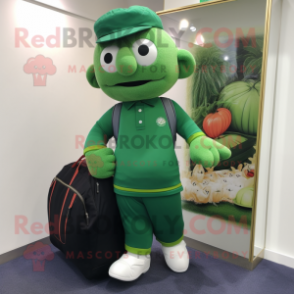 nan Spinach mascot costume character dressed with a Polo Tee and Tote bags