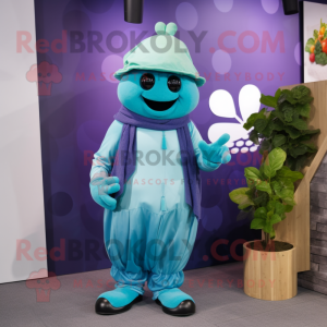 Cyan Grape maskot kostume...