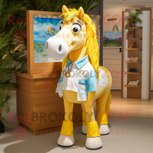 Yellow Horse maskot kostume...