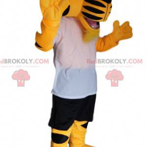 Super nadšený tygr maskot se sportovním oblečením -