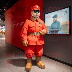 Red Army Soldier mascot costume character dressed with a Windbreaker and Digital watches