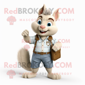 Cream Squirrel mascot costume character dressed with a Jeans and Wallets