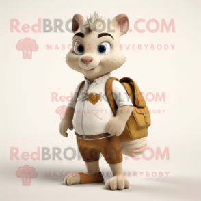 Cream Squirrel mascot costume character dressed with a Jeans and Wallets