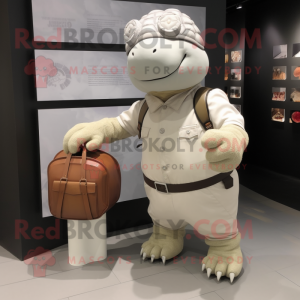 White Glyptodon mascot costume character dressed with a Chinos and Wallets
