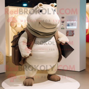 White Glyptodon mascot costume character dressed with a Chinos and Wallets