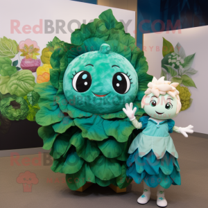 Teal Cabbage Leaf mascotte...