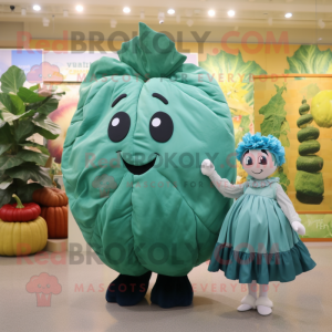 Teal Cabbage Leaf maskot...