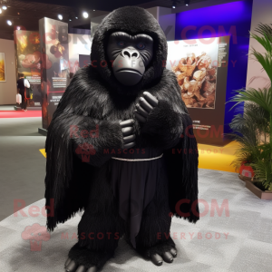 Black Gorilla mascot costume character dressed with a Vest and Shawls