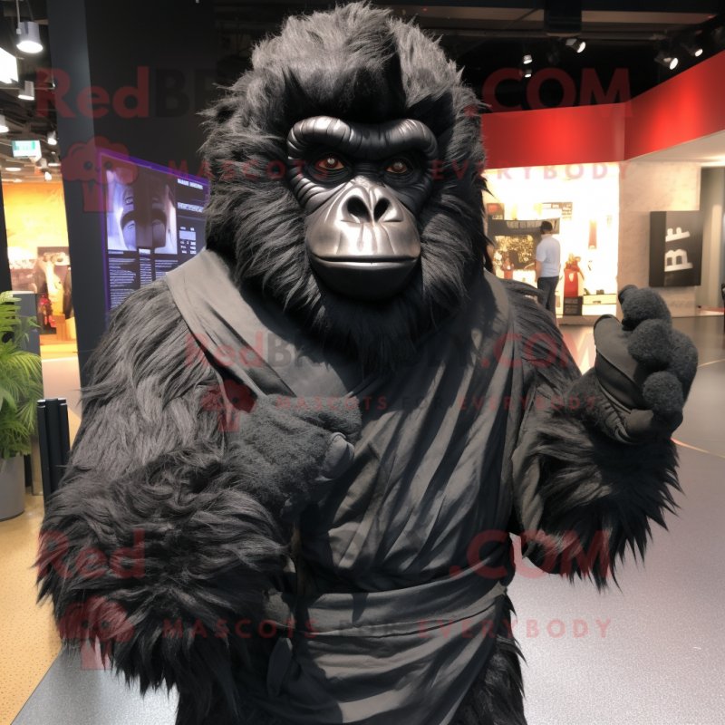 Black Gorilla mascot costume character dressed with a Vest and Shawls Black Gorilla mascot costume character dressed with a Vest and Shawls