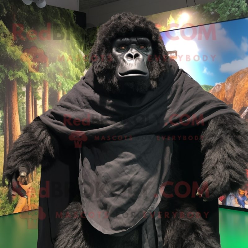 Black Gorilla mascot costume character dressed with a Vest and Shawls