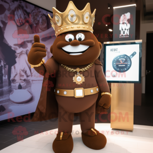 Brown King mascot costume character dressed with a Blazer and Digital watches