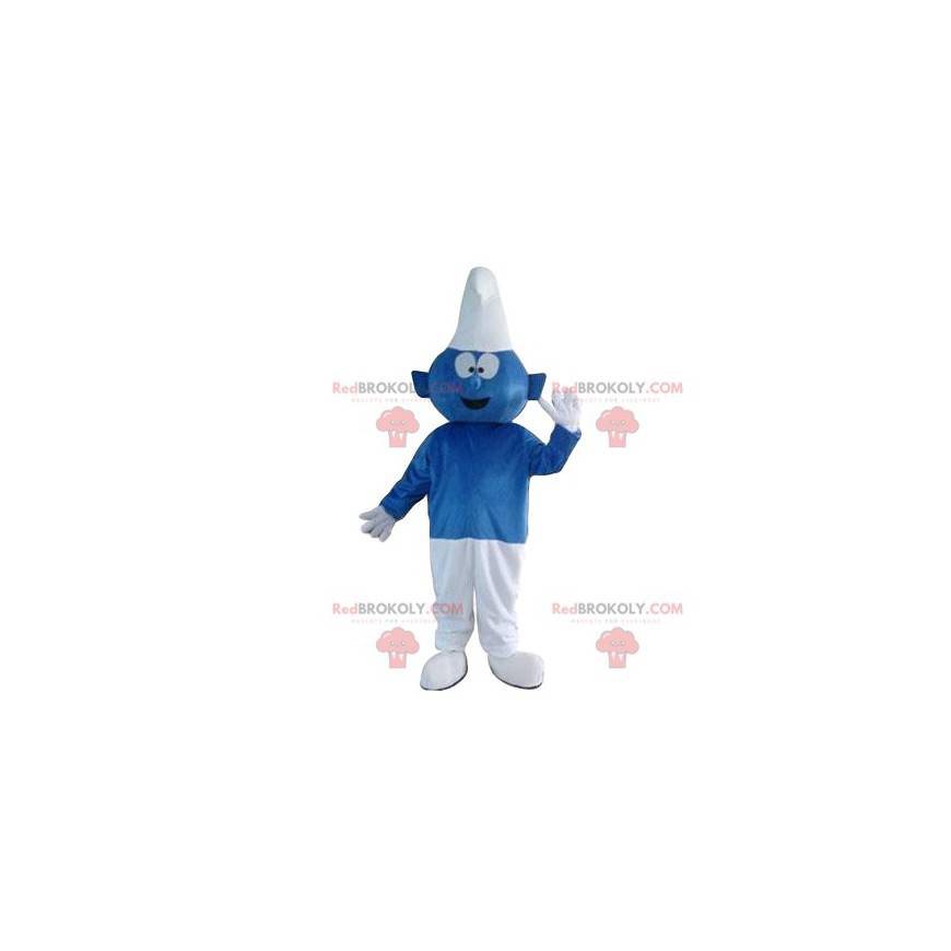 Very enthusiastic blue and white Schtroumph mascot -