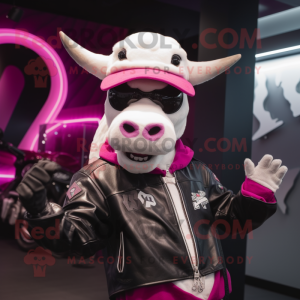 Magenta Zebu maskot kostume...