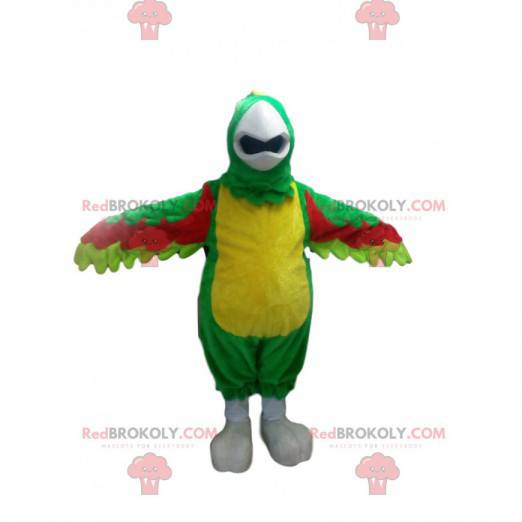 Mascote papagaio multicolorido com uma linda crista -