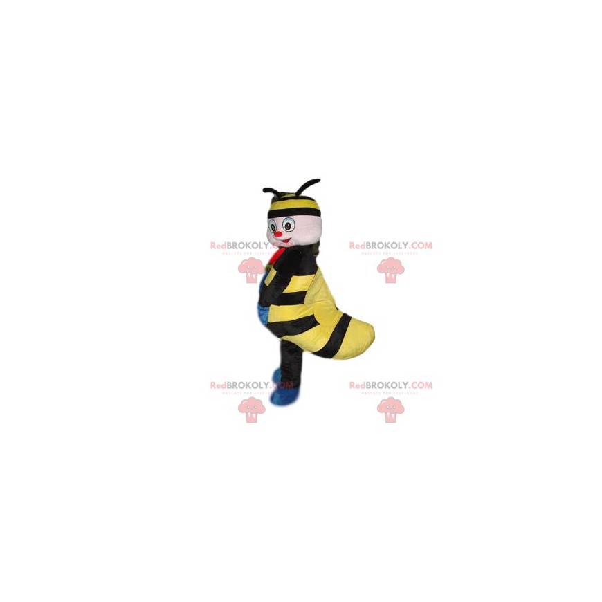 Mascotte de petit insecte noir et jaune avec un beau sourire - Mascotte de petit insecte noir et jaune avec un beau sourire -