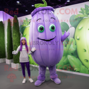 Lavender Zucchini mascot costume character dressed with a Joggers and Earrings
