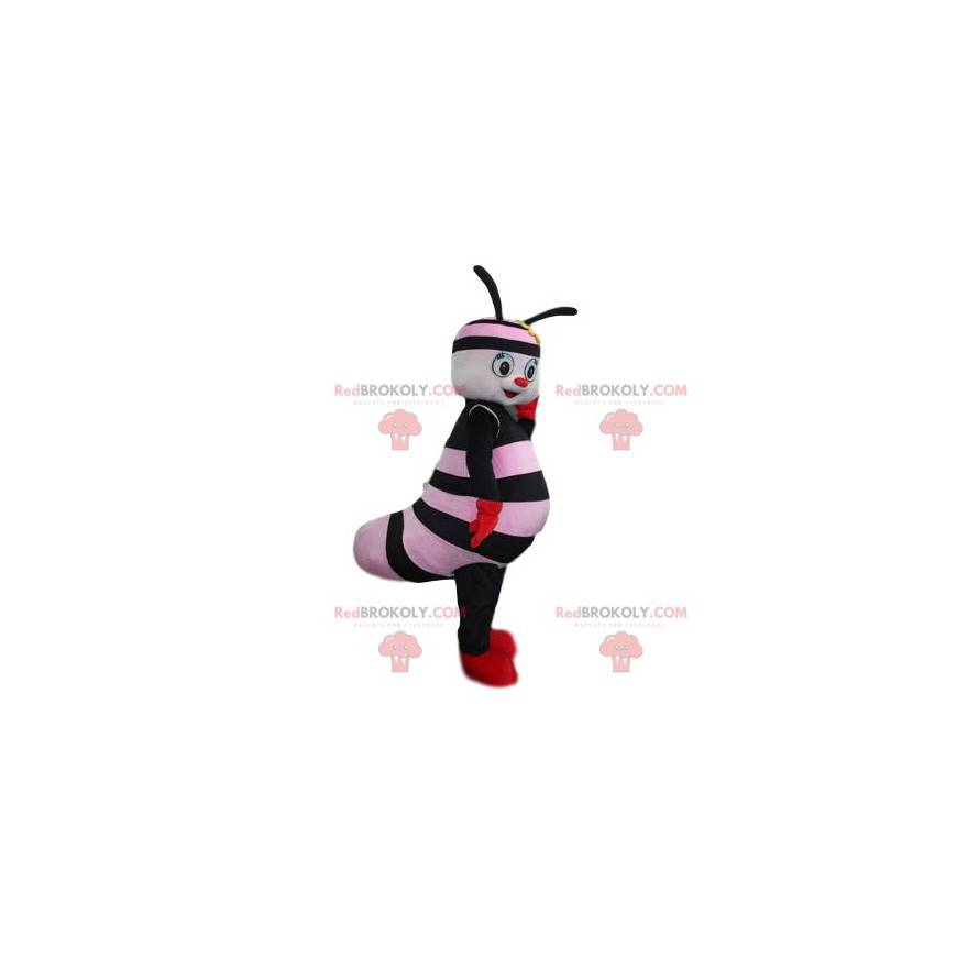 Mascot lite svart og rosa insekt med et fint smil - Mascot lite svart og rosa insekt med et fint smil -