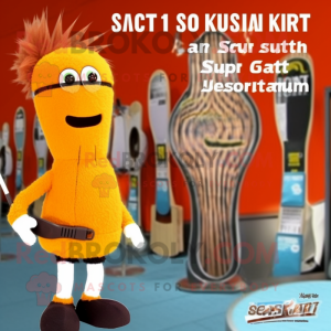 Rust Squash mascot costume character dressed with a Swimwear and Hairpins