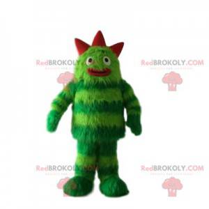 Groen en rood monster mascotte - Redbrokoly.com