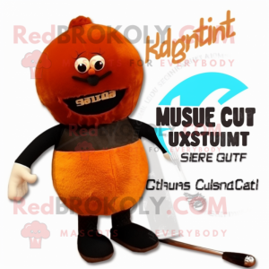 Rust Squash mascot costume character dressed with a Swimwear and Hairpins