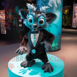 Turquoise Aye-Aye mascot costume character dressed with a Tuxedo and Anklets