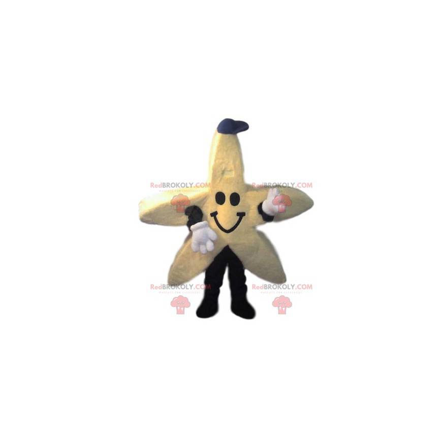 Mascote estrela amarela com boné jeans - Redbrokoly.com Mascote estrela amarela com boné jeans - Redbrokoly.com