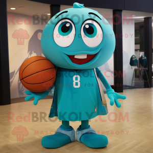 Teal Basketball Ball mascot costume character dressed with a Skirt and Shoe laces