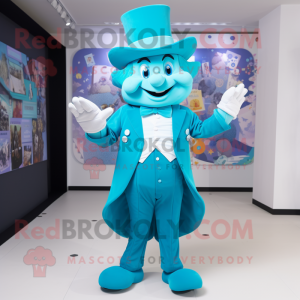 Cyan Magician maskot drakt...