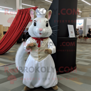 White Squirrel mascot costume character dressed with a Ball Gown and Pocket squares