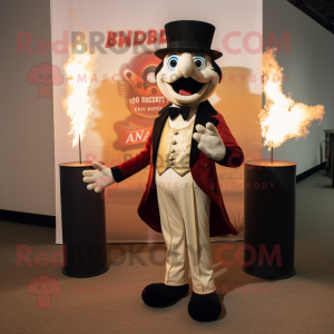 Tan Fire Eater mascot costume character dressed with a Tuxedo and Anklets