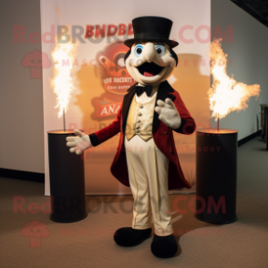 Tan Fire Eater mascot costume character dressed with a Tuxedo and Anklets