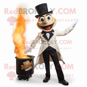 Tan Fire Eater mascot costume character dressed with a Tuxedo and Anklets