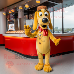 Gold Hot Dogs maskot kostym...