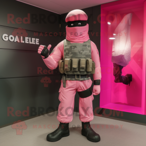 Pink Gi Joe mascot costume character dressed with a Polo Tee and Shawls