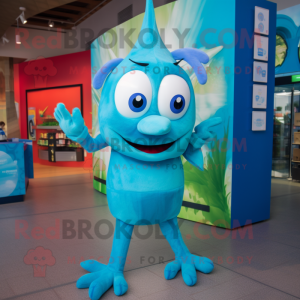 Cyan Aglet mascotte kostuum...