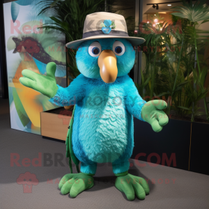 Cyan Kiwi maskot kostume...