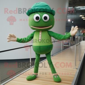 Green Tightrope Walker mascot costume character dressed with a Joggers and Caps
