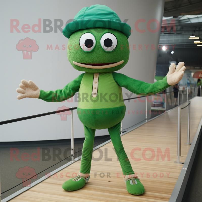 Green Tightrope Walker mascot costume character dressed with a Joggers and Caps Green Tightrope Walker mascot costume character dressed with a Joggers and Caps
