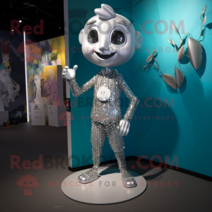 Silver Pho mascot costume character dressed with a Bikini and Necklaces