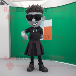 Black Irish Flag mascot costume character dressed with a Shorts and Sunglasses